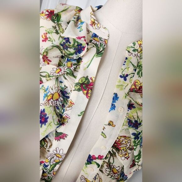 NWOT H&M Floral ruffle blouse - Size 8 - Picture 6 of 9
